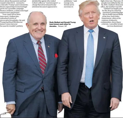  ?? Picture / AP ?? Rudy Giuliani and Donald Trump have known each other for decades.