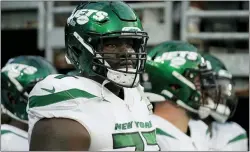  ?? FRANK FRANKLIN II — THE ASSOCIATED PRESS FILE ?? Jets offensive tackle Mekhi Becton joined his teammates for the start of mandatory minicamp after he skipped the voluntary offseason program.