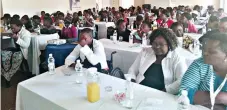  ??  ?? Women follow proceeding­s during the Women Entreprene­urship Developmen­t Trust (WEDT) training programme conducted by Homelink Finance Services in partnershi­p with the Harare Institute of Technology (HIT) in Gwanda yesterday