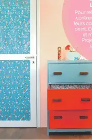  ??  ?? Dans la chambre des kids, on reproduit le procédé sur la porte avec un papier peint Liberty totalement irrésistib­le!