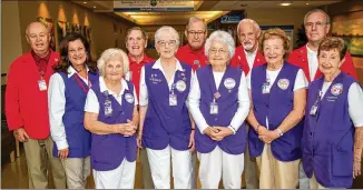  ??  ?? Hospital volunteers Ken Wilger, Vicky Hagan, Irene Scott, David Kilroy, Lee Gibbons, Albert Schaef, Mary Sproat, J.C. Palmer, Ruth Plasket, Joe Ed Smith and Martha Bright find purpose in their four-hour shifts.