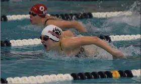  ?? AUSTIN HERTZOG - MEDIANEWS GROUP ?? Boyertown’s Gabrielle McKee swims the butterfly during the 200 individual medley against Owen J. Roberts.