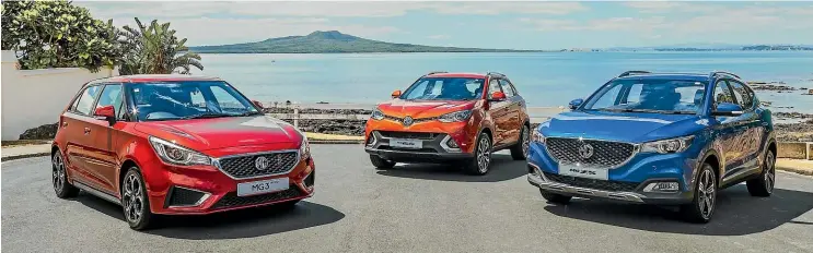  ??  ?? The facelifted MG3, left, and the all-new MG ZS, right, will join the MG GS in New Zealand later this year.