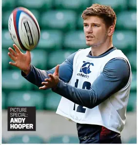  ??  ?? Prize catch : Owen Farrell stays focused as he prepares to face France Rising to the occasion: England second row Courtney Lawes is hoisted aloft in line-out practice