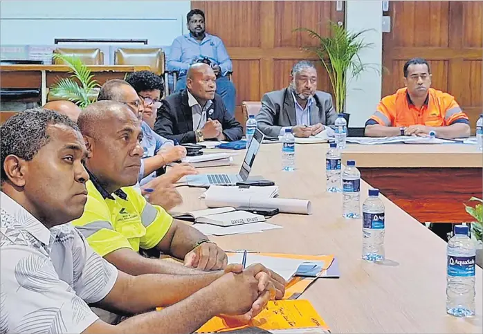  ?? Picture: FIJI GOVERNMENT ?? Minister for Lands and Mineral Resources Filimoni Vosarogo (right) in a meeting with government officials and Lautoka City Council administra­tors during a recent visit to the Western Division.