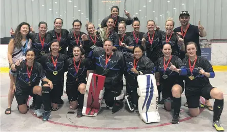  ??  ?? The Calgary United women’s ball hockey team won the Canadian championsh­ip tournament in Winnipeg, marking their second national title in three years.
