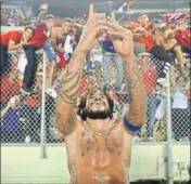  ??  ?? Panama's Roman Torres takes a selfie with fans celebratin­g in the background after he scored against Costa Rica on Tuesday. AFP