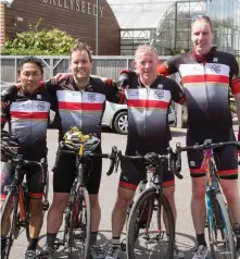  ??  ?? Aidan Scanlon, John L McElligott, Donnacha Clifford and John Cosapeo pictured at the cycle on Saturday.