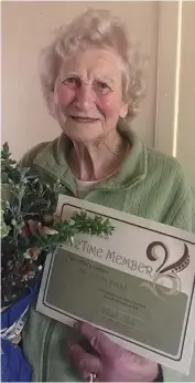  ??  ?? Lorna Parke has been honoured for her long-standing dedication to Jindivick with lifetime membership of the Jindivick Mechanics Institute.