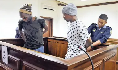  ?? PICTURE: DAVID RITCHIE/ANA ?? ACCUSED: Cousins Xolisa and Athabile Mafilika in the Western Cape High Court. They stand accused of the rape and murder of 19-year-old Sinoxolo Mafevuka of Khayelitsh­a.