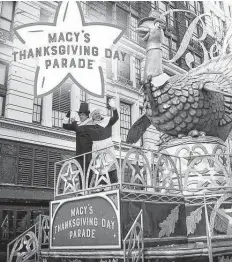  ?? File photo ?? The Macy’s Thanksgivi­ng Day Parade returns to the streets of New York this year. Catch it starting at 8 a.m. on NBC and Peacock.