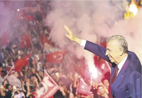  ?? ?? Ankara’s new Republican People’s Party mayor Mansur Yavas. Turkey’s president, Recep Tayyip Erdogan, below, suffered a major defeat