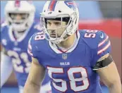  ?? Timothy T. Ludwig / Getty Images ?? Matt Milano led the Bills with 11 tackles and made two key stops during Buffalo’s goal-line stand in the second quarter of Saturday’s 27-24 wild-card victory over the Colts in Orchard Park.