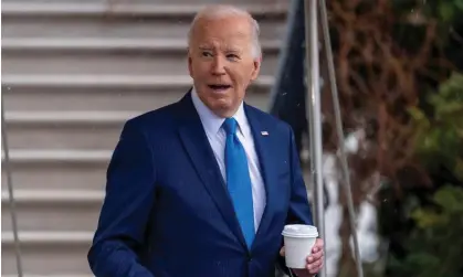  ?? ?? Biden walks out of the White House to board Marine One to go for his annual physical. Photograph: Andrew Harnik/AP