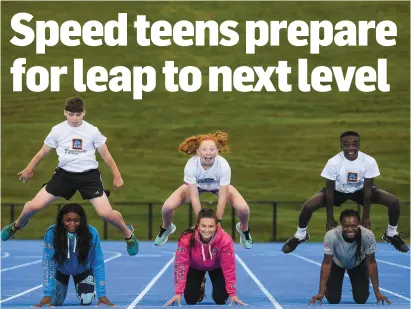  ??  ?? Patience Jumbo Gula, Ciara Neville and Gina Akpe Moses with 12-year-olds Josh Bowland (Crecora), Leah Moloney (Martinstow­n Kilfinane) and Denis Matthews (Raheen) at the launch of the Aldi Community Games National Festival