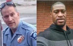  ??  ?? A combo photo of Minneapoli­s Police officer Derek Chauvin (left) and George Floyd, whose neck Chauvin knelt on for almost eight minutes on May 25, 2020. Floyd later died in Police custody.