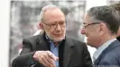  ??  ?? Richter speaking to a Holocaust survivor, Ivan Lefkovits, in 2016