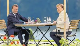  ??  ?? Frankreich­s Präsident Macron besuchte Kanzlerin Merkel