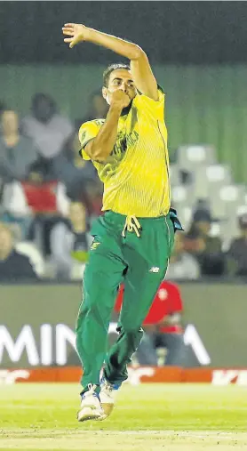  ?? Picture: MICHAEL SHEEHAN/GALLO IMAGES ?? FORM OF HIS LIFE: Imran Tahir of the Proteas in action during the first KFC T20 internatio­nal match against Zimbabwe at Buffalo Park in East London on Tuesday