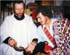  ?? Special to the Democrat-Gazette/Archdioces­e of Oklahoma City Archives ?? Performing a baptism was one of the ways in which the Rev. Stanley Rother ministered to his parishione­rs. He also translated the New Testament into Tzutujil, the native, unwritten language of the indigenous people living in the highlands of Guatemala.