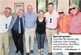  ??  ?? Special guests Councillor Mo Razzaq, Billy Gallacher, John Carrigan, Leona Greenan, Sean Batty and Rena and James Mortimer 140618blan­tyre_11