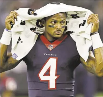  ?? AP ?? Deshaun Watson’s record-setting first NFL season comes to a crushing halt Thursday when Texans QB tears ACL in practice and is ruled out for rest of the season.