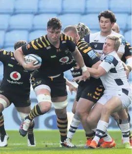  ??  ?? Will Rowlands charges upfield for Wasps against Bristol Bears