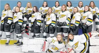  ?? SUBMITTED ?? The Fundy Highland bantam A female hockey team captured a regular season title after sweeping three games in three days. Members of the team are, front row, from left, Kylee Alexander and Myah Ernst. Second row, Taylor DeCoste, Jana Cameron, Emma MacLeod, Ashlyn Bona, Lucia Mason, Alyssa Ells and Mallory Sangster. Third row, Raleigh MacDonald, Natasha Hahn, Anna Stewart, Maggie MacLean, Olivia Marks, Camryn Wright and Taylor Toole.