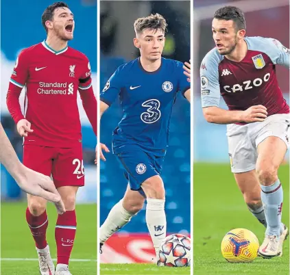  ??  ?? (From left) Liverpool’s Andy Robertson, Billy Gilmour of Chelsea and Aston Villa’s John Mcginn have all been having a tartan influence on the English Premier League in recent seasons