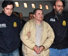  ??  ?? Gotcha: El Chapo after touching down in the US