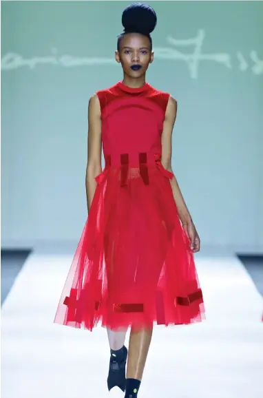  ?? PICTURE: SDR PHOTO ?? SEMI-FORMALISE: Red was a dominant colour in the Marianne Fassler SS18 collection.