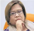  ?? REUTERS ?? De Lima: Does not fear for her life despite warnings.