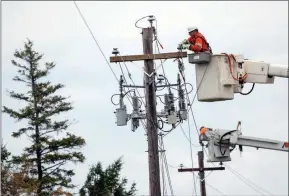  ?? ?? The Canadian Press
Power crews work to fix power lines near Lower Barneys River in Pictou County, N.S.