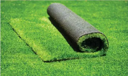  ?? Photograph: Yuriy Chertok/Alamy ?? Artificial turf is made with several layers including plastic grass blades, plastic backing that holds the blades in place and infill that weighs down the turf to help blades stand upright.