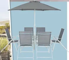  ??  ?? Hawaii 8-piece dining set in white/grey, currently reduced to £184.99 from £199.99, Very.co.uk