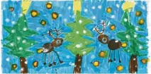 ??  ?? Finja Welz, 5, aus Leitershof­en hat das Stelldiche­in im weihnachtl­ichen Wald gemalt.