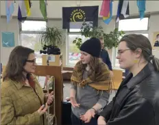  ?? Chris Williams/Education Minnesota via AP ?? Minnesota Lt. Gov. Peggy Flanagan speaks to students at an event in March promoting proposed state legislatio­n to prevent books bans based on ideology.