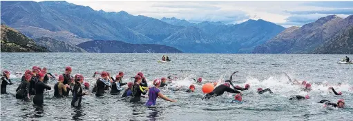  ?? PHOTO: SEAN NUGENT ?? Away they go . . . Some were quicker than others at getting off the mark at the start of the 2.5km Ruby swim race.