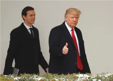  ?? (Kevin Lamarque/Reuters) ?? JARED KUSHNER walks with his father-in-law US President Donald Trump at the White House. The Kushner family’s business dealings have drawn scrutiny in view of Jared’s role in the Trump administra­tion