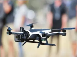  ??  ?? OLYMPIC VALLEY: This file photo taken on September 19, 2016 shows a GoPro Karma foldable drone seen flying during a press event in Olympic Valley, California. GoPro announced the recall of all Karma drones sold since sales launched last month. —AFP