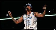  ?? JOHN SHEARER — GETTY IMAGES ?? Kane Brown performs during his Blessed & Free Tour at Staples Center on Oct. 2 in Los Angeles.