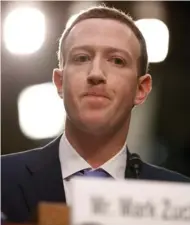  ?? (Photo by Alex Brandon, AP) ?? Facebook CEO Mark Zuckerberg testifies before a joint hearing of the Commerce and Judiciary Committees on Capitol Hill in Washington, Tuesday, April 10, 2018, about the use of Facebook data to target American voters in the 2016 election.