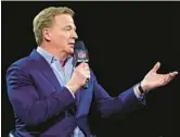  ?? PETER CASEY/GETTY ?? At his Super Bowl news conference, NFL Commission­er Roger Goodell said the league has seen improvemen­t in several key areas but more is needed.