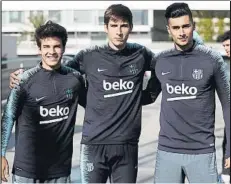  ?? FOTO: FCB ?? Riqui Puig, Miranda y Chumi trabajaron con el primer equipo