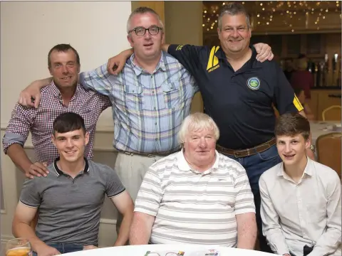  ??  ?? Glencormac United representa­tives, back: Damien Griffin, Paddy Byrne, Colm Mulligan. Front: Nathan Waters, Christy Devlin, Sam O’Callaghan at the Wicklow and District League awards night at the Parkview Hotel in Newtown.