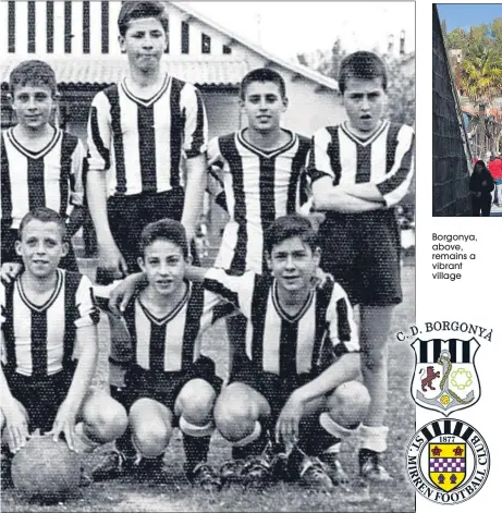  ??  ?? striped kit of their Scottish cousins St Mirren, as worn here by their 1961 youth team Borgonya, above, remains a vibrant village