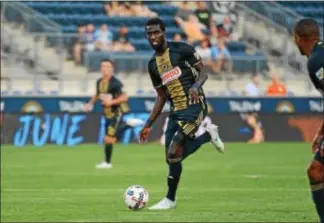  ?? MICHAEL REEVES — FOR DIGITAL FIRST MEDIA ?? Derrick Jones scored Open Cup last week. his first pro goal against the Harrisburg City Islanders in the U.S.