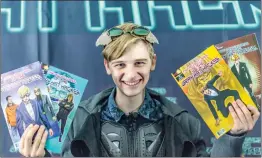  ?? Cory Rubin/The Signal ?? Liam Dow, 15, created “The Adventures of the Gray Hat Hacker,” which is a comic book series revolving around an internet entity who protects humanity.