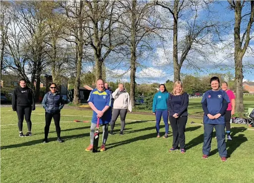  ??  ?? The women’s team ahead of their first soft ball match