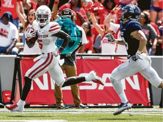  ?? Brett Coomer / Staff photograph­er ?? In the last two years, UH receiver Marquez Stevenson has totaled 10 catches covering at least 50 yards, among the most in the Football Bowl Subdivisio­n.